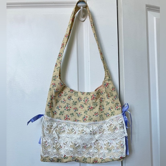 Handmade Cute Floral Cotton Shoulder Bag Purse - Picture 2 of 10